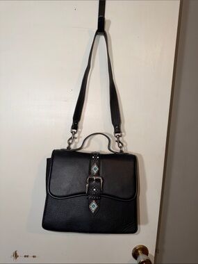 Aimee Kestenberg Black Top-Handle Shoulder Bag with Turquoise Accents